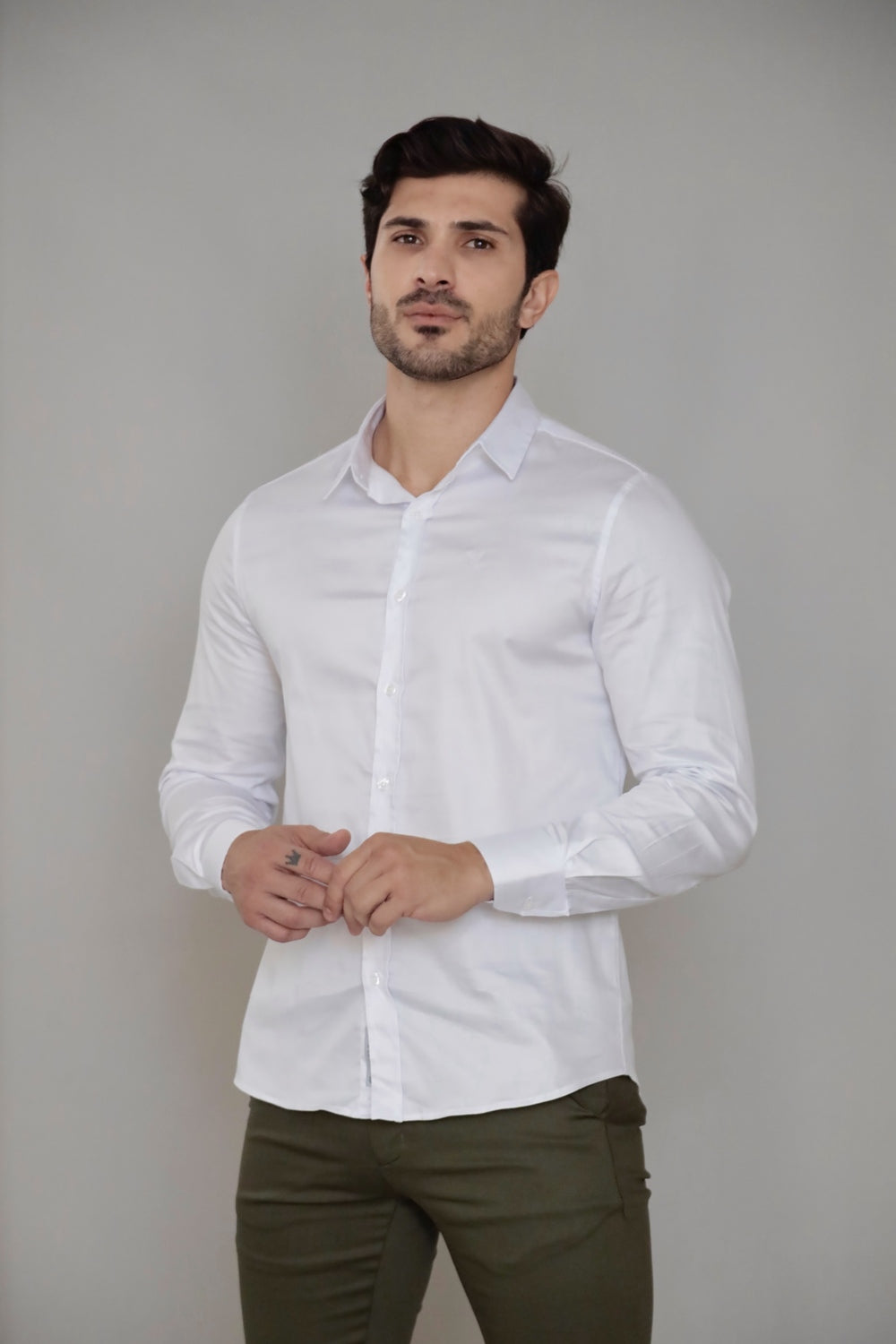 Camisa Social Gola Italiana Branca Algodão Egípcio Elegance Manga Longa