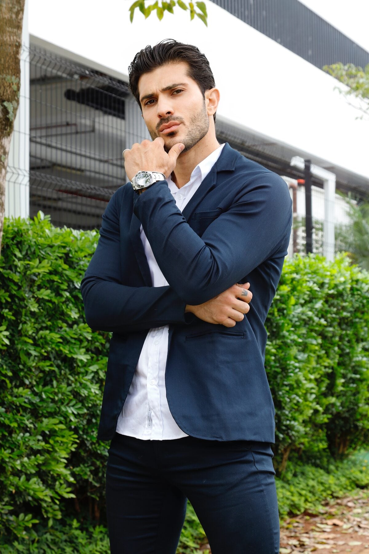 Blazer Sarja Alfaiataria Milano Masculina Azul Marinho