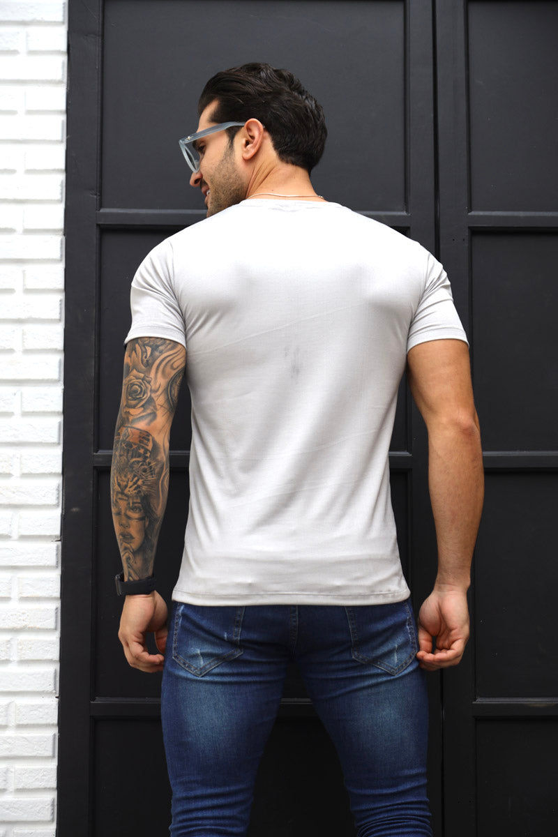 Camiseta Premium Masculina Suede Cinza Claro Volk Culture