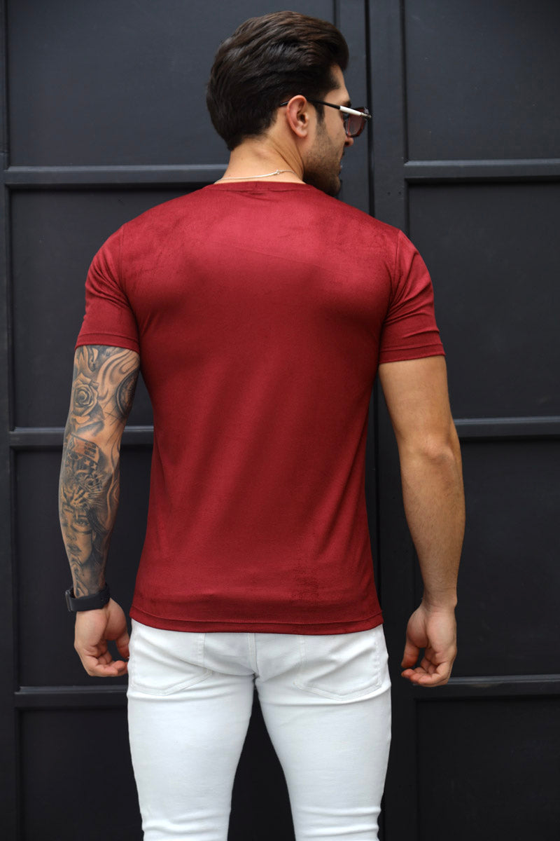 Camiseta Premium Masculina Suede Bordô