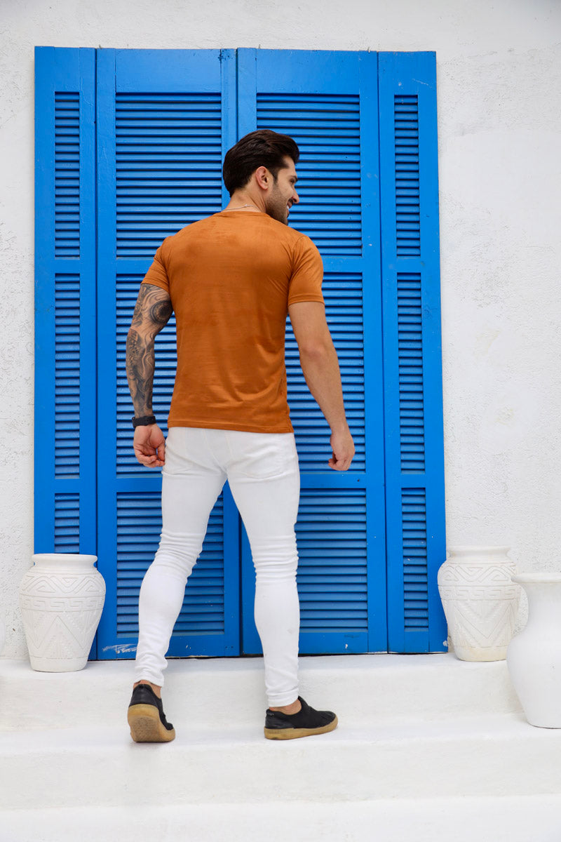 Camiseta Premium Masculina Suede Marrom Claro Volk Culture