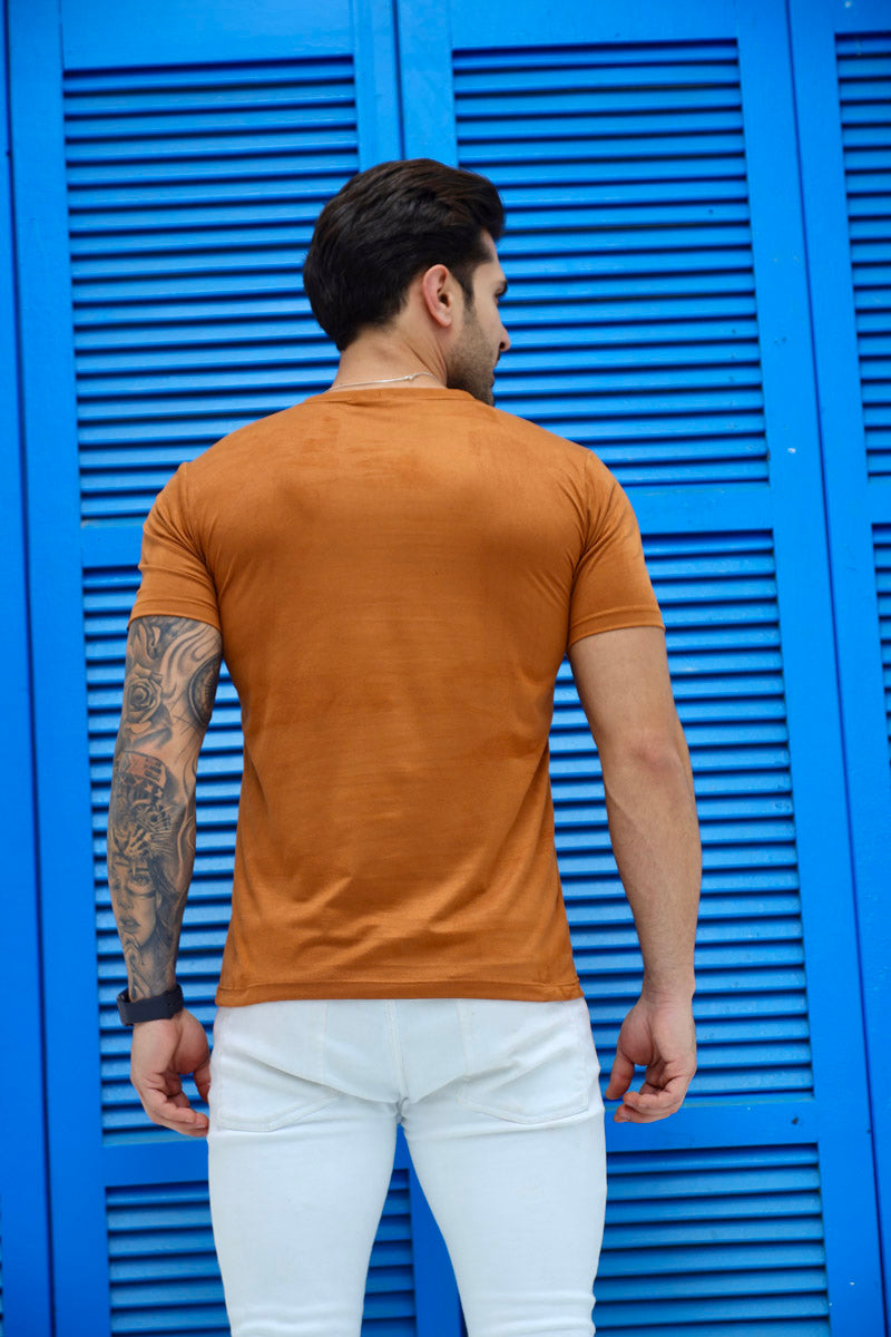 Camiseta Premium Masculina Suede Marrom Claro Volk Culture