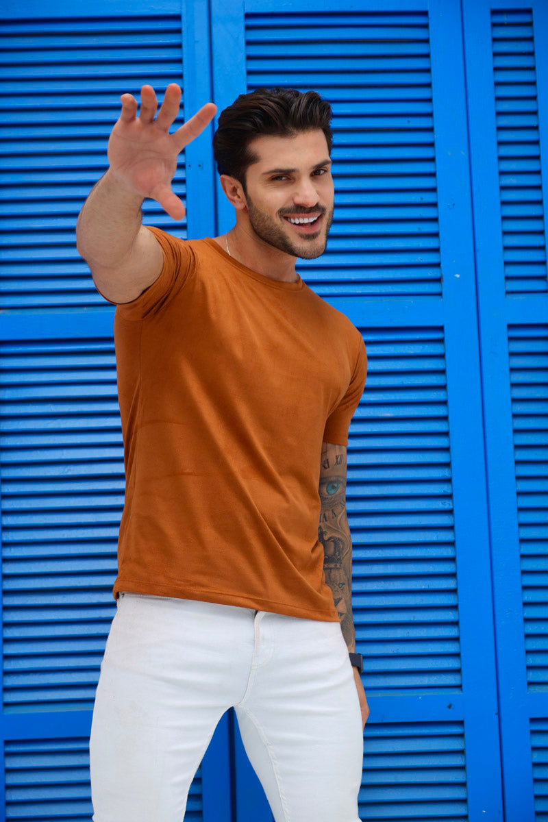 Camiseta Premium Masculina Suede Marrom Claro Volk Culture