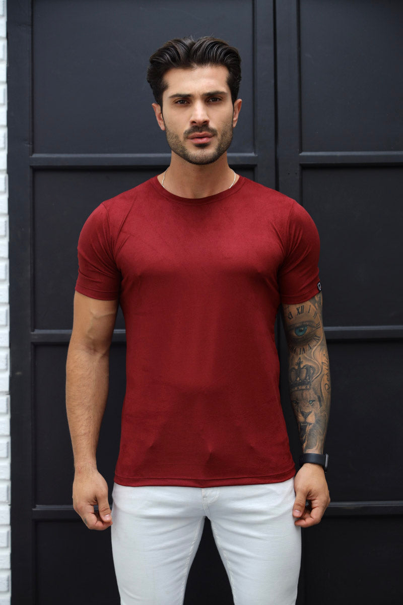 Camiseta Premium Masculina Suede Bordô