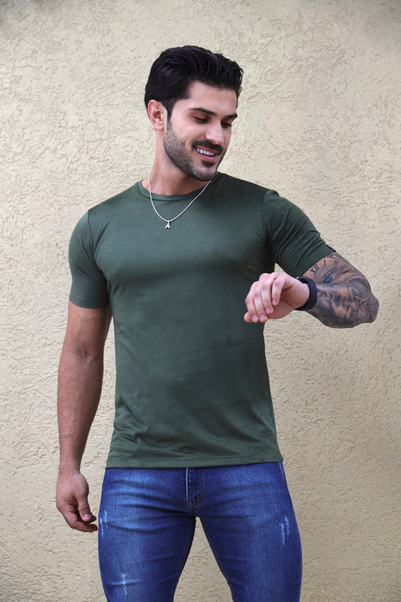 Camiseta Premium Masculina Suede Verde