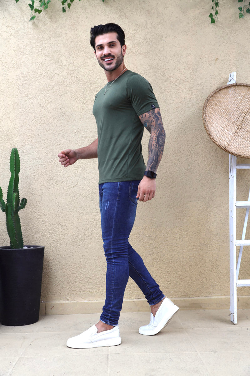 Camiseta Premium Masculina Suede Verde