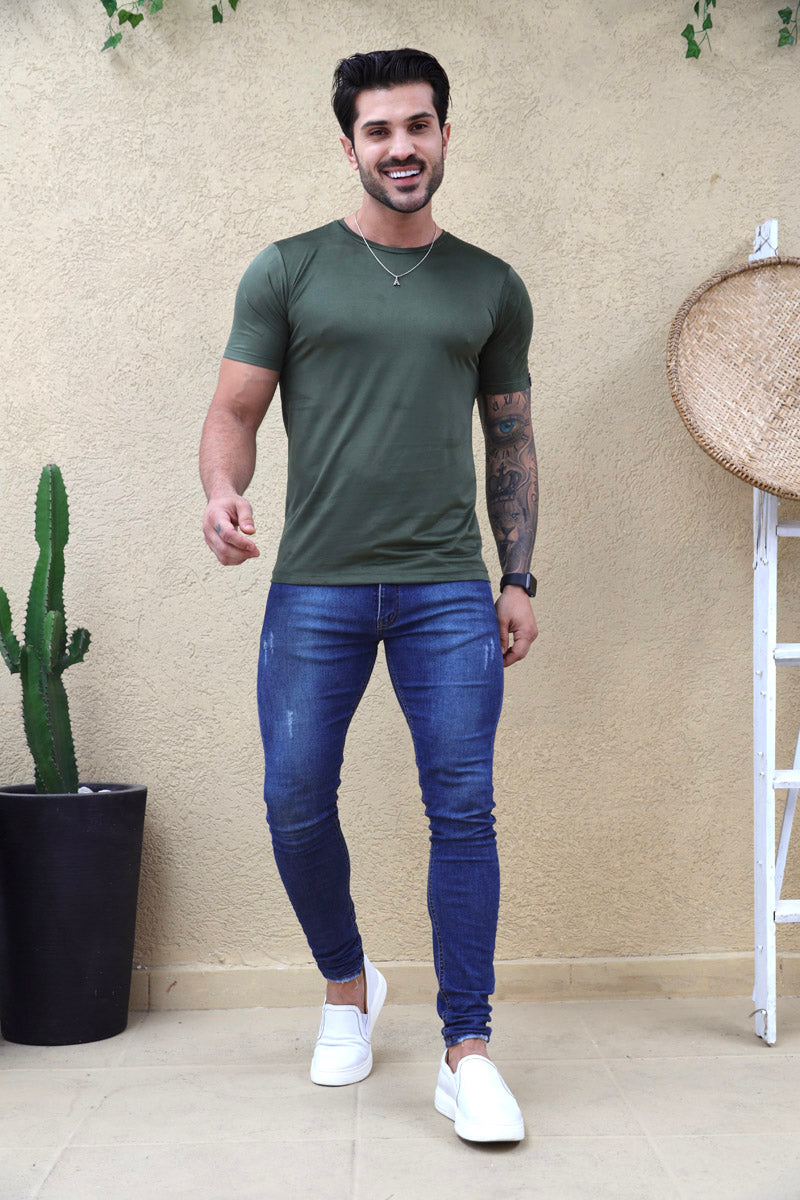 Camiseta Premium Masculina Suede Verde