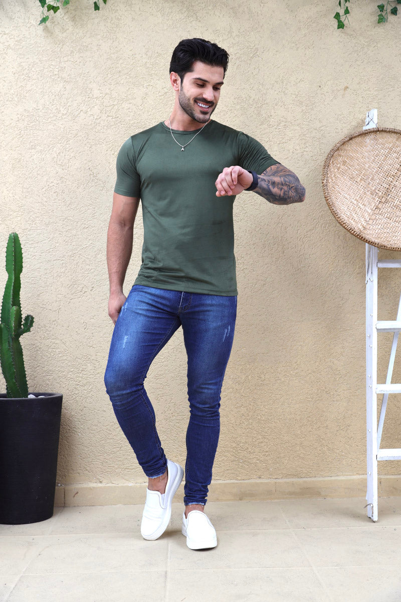Camiseta Premium Masculina Suede Verde