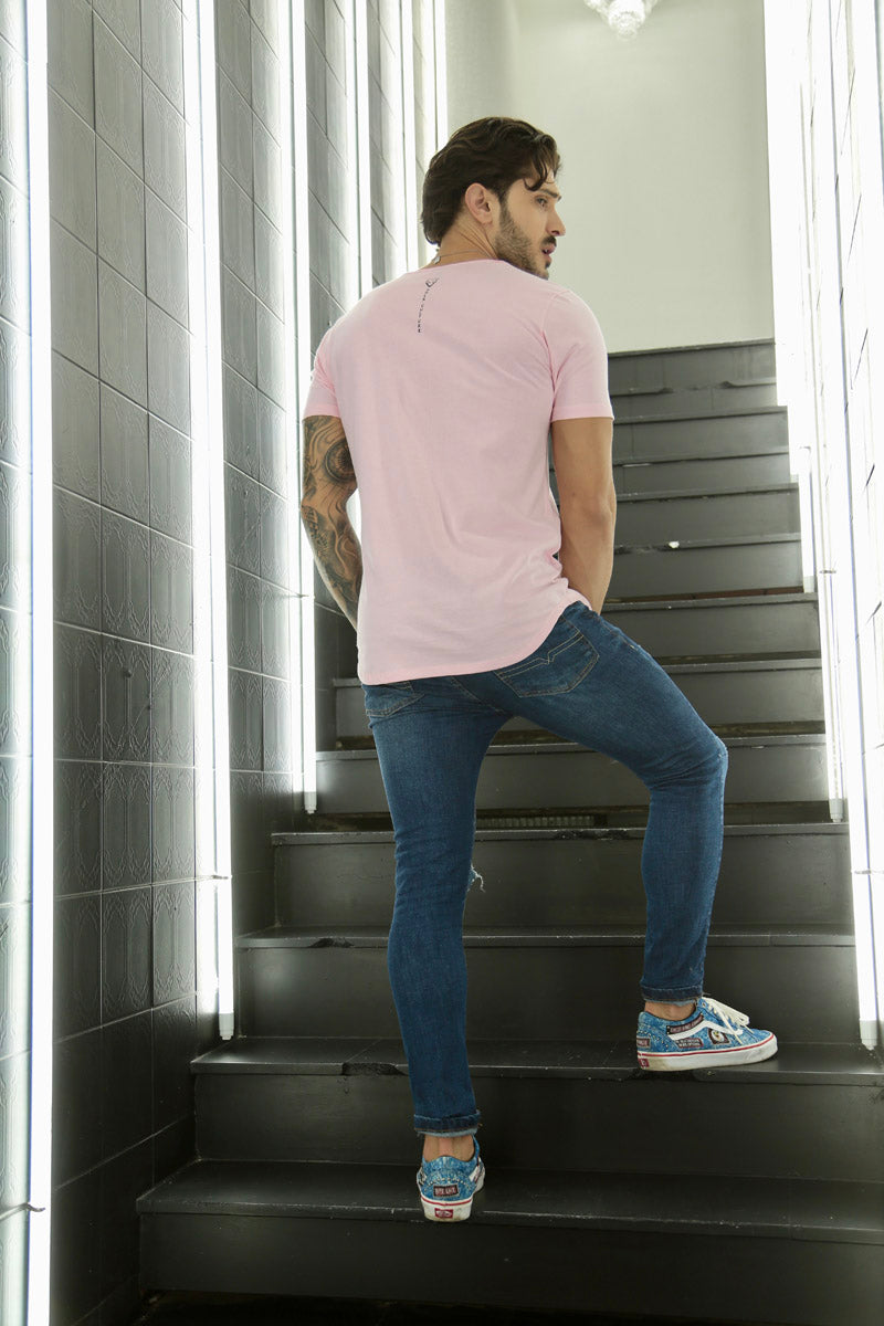 Camiseta Long Line Volk Culture Rosa Bebe