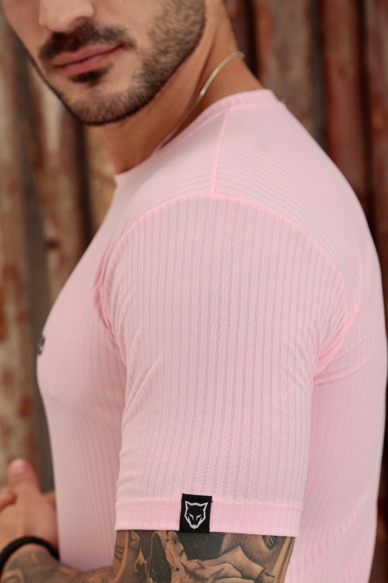 Camiseta Canelada Rosa Logo Metal Volk Culture Supreme