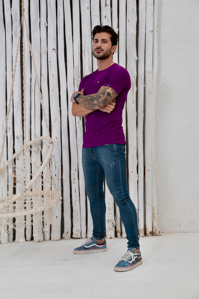 Camiseta Canelada Roxa Logo Metal Volk Culture Supreme