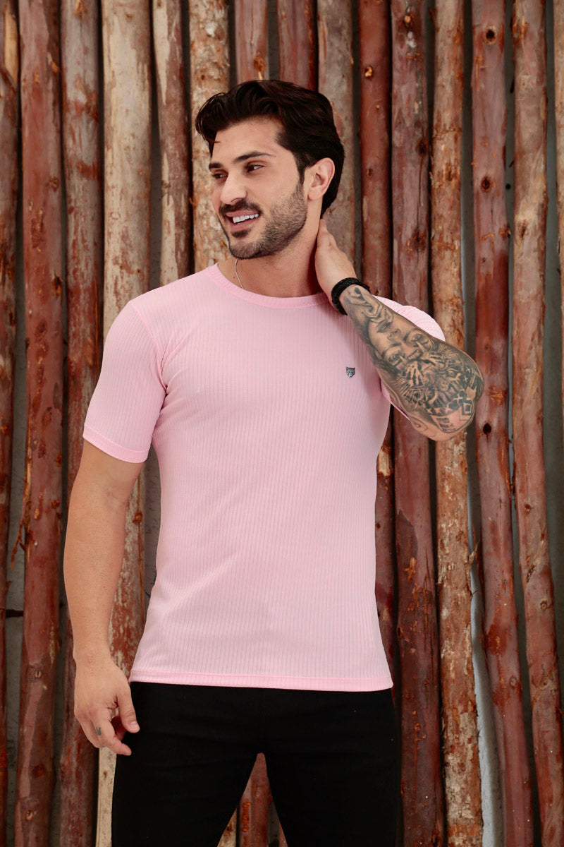 Camiseta Canelada Rosa Logo Metal Volk Culture Supreme