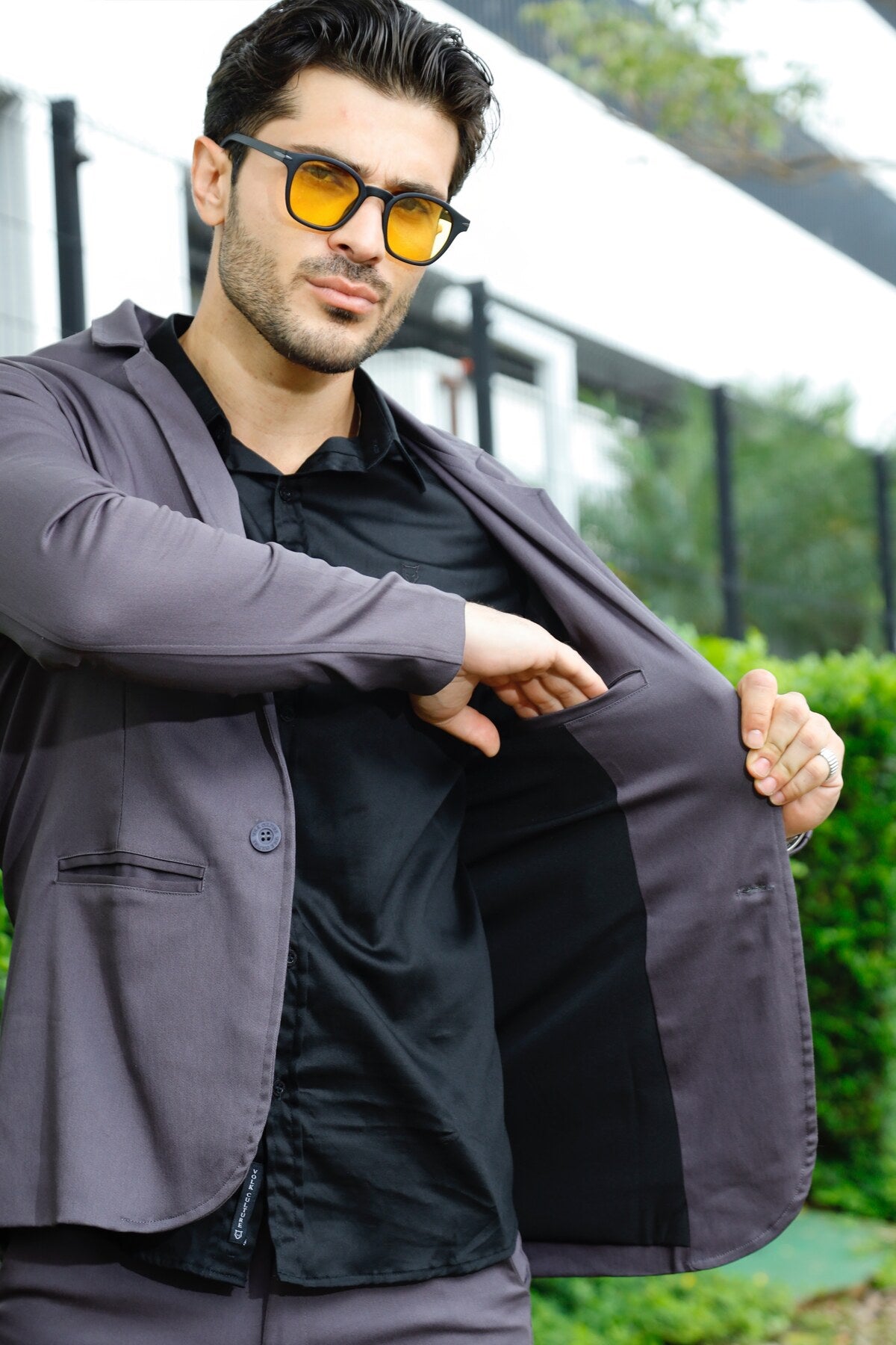 Blazer Sarja Alfaiataria Milano Masculina Cinza