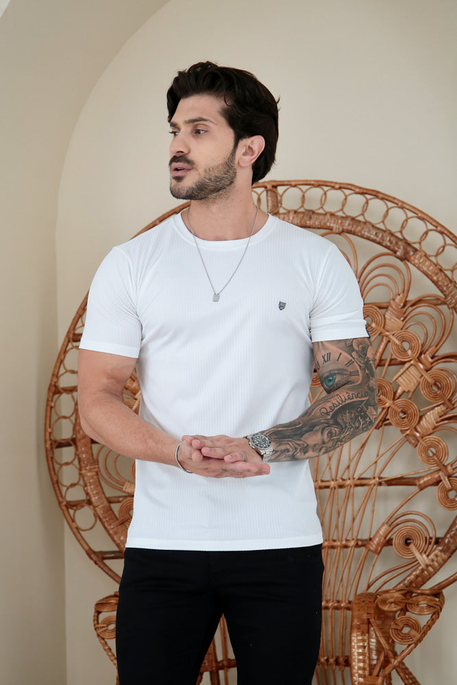 Camiseta Canelada Branca Logo Metal Volk Culture Supreme