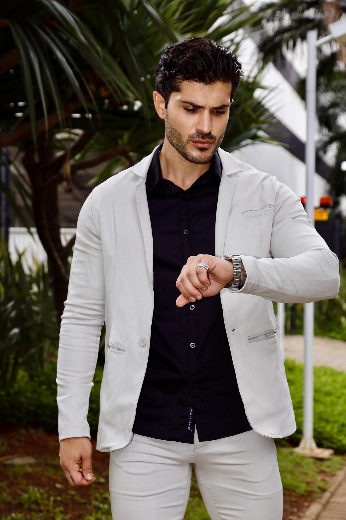 Blazer Sarja Alfaiataria Milano Masculina Bege