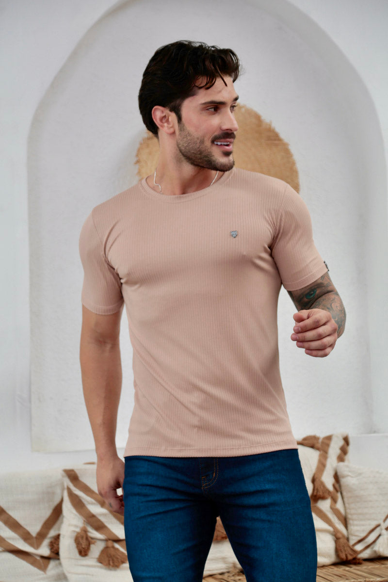 Camiseta Canelada Areia Logo Metal Volk Culture