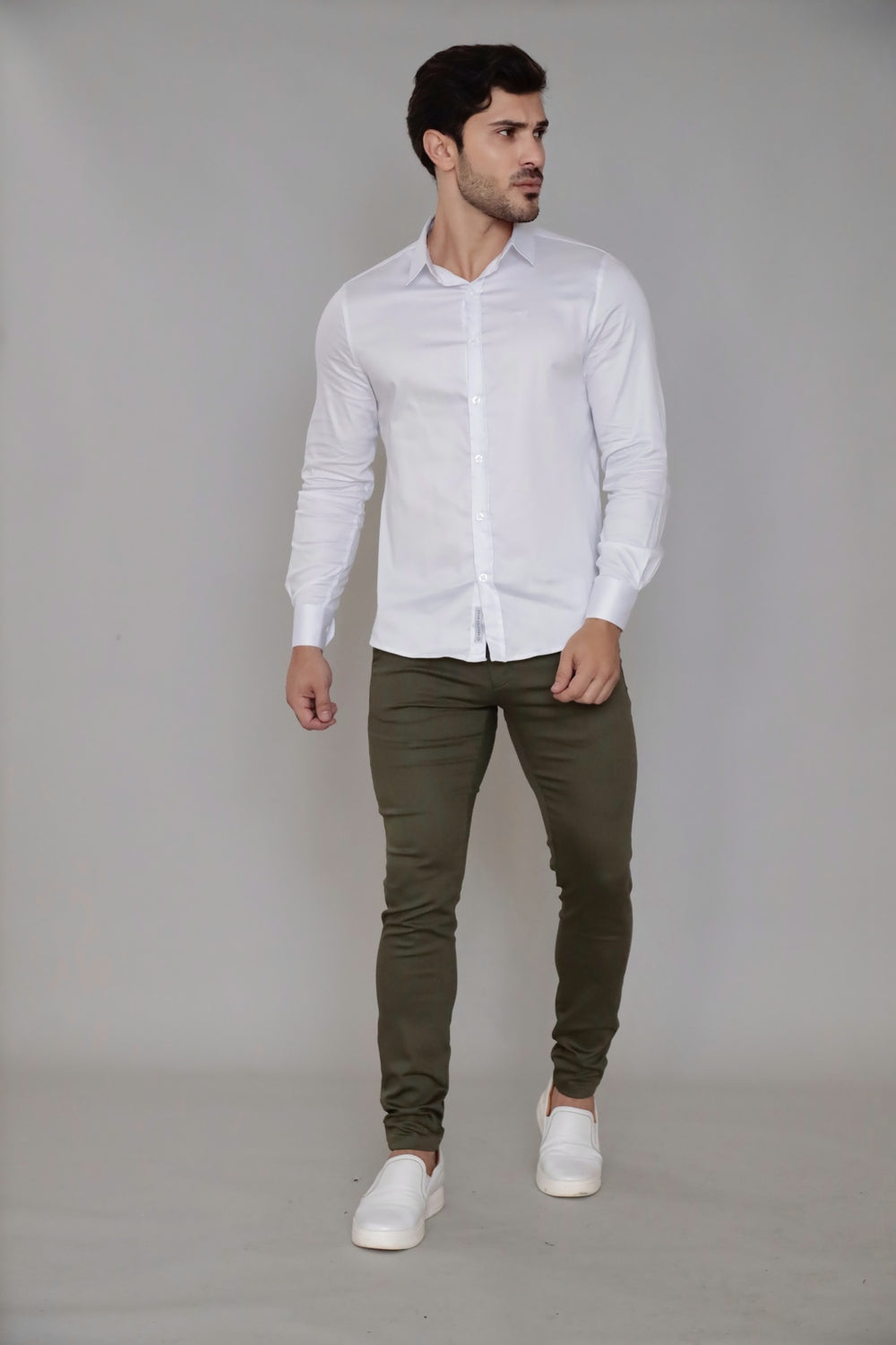 Camisa Social Gola Italiana Branca Algodão Egípcio Elegance Manga Longa