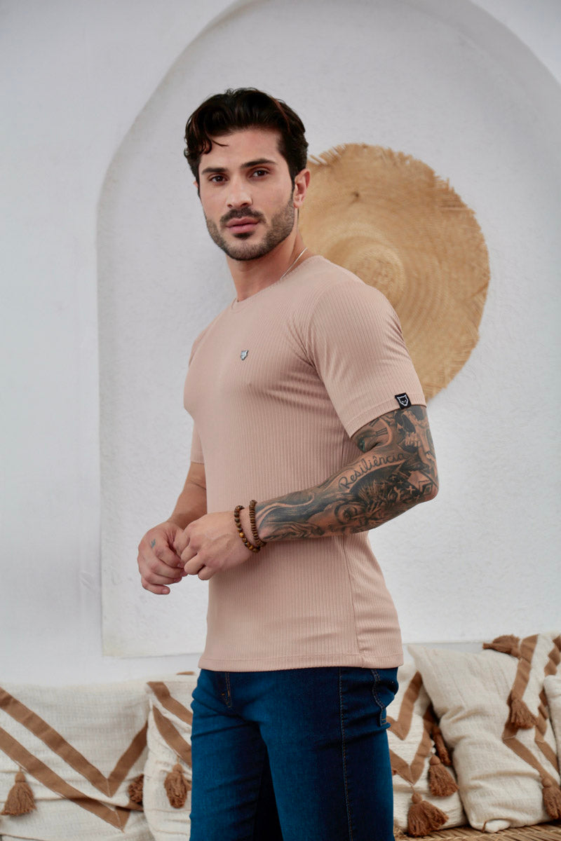 Camiseta Canelada Areia Logo Metal Volk Culture