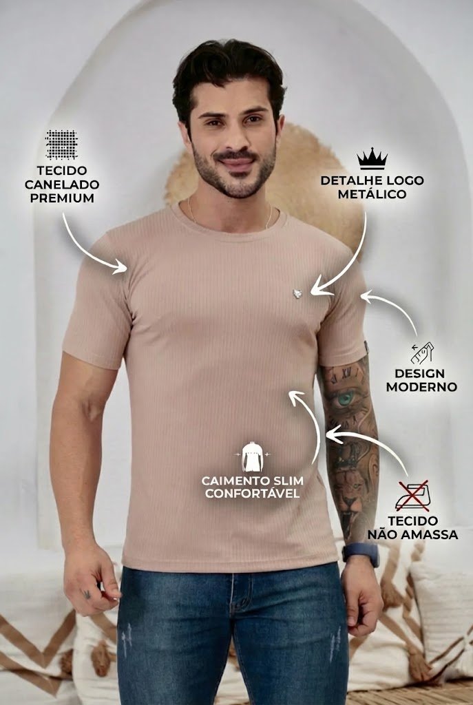 Camiseta Canelada Areia Logo Metal Volk Culture