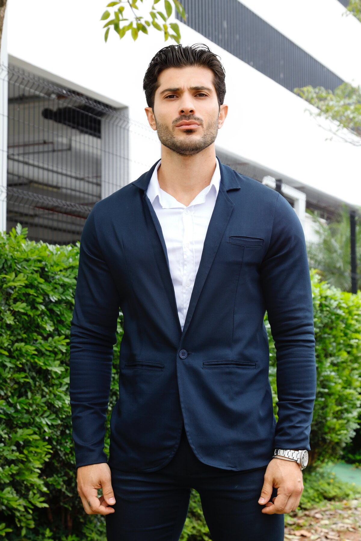 Blazer Sarja Alfaiataria Milano Masculina Azul Marinho