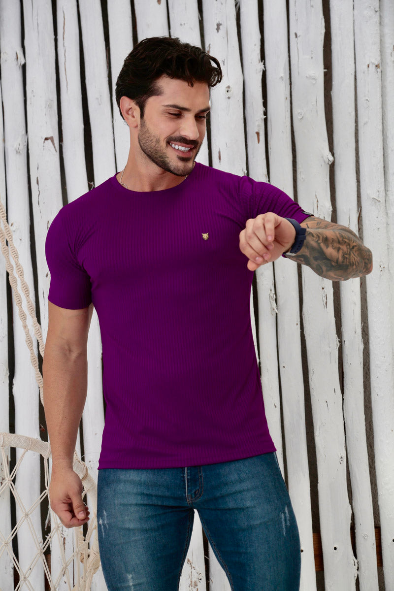 Camiseta Canelada Roxa Logo Metal Volk Culture Supreme