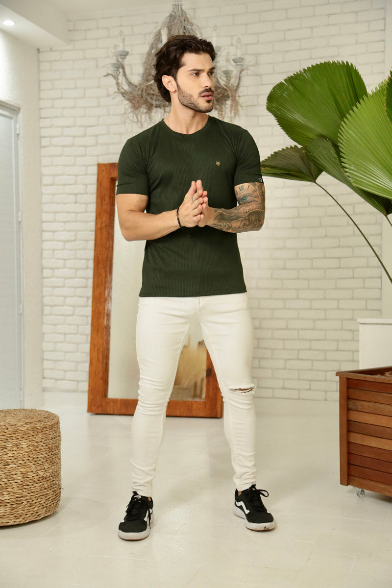 Camiseta Canelada Verde Escuro Logo Metal Volk Culture Supreme