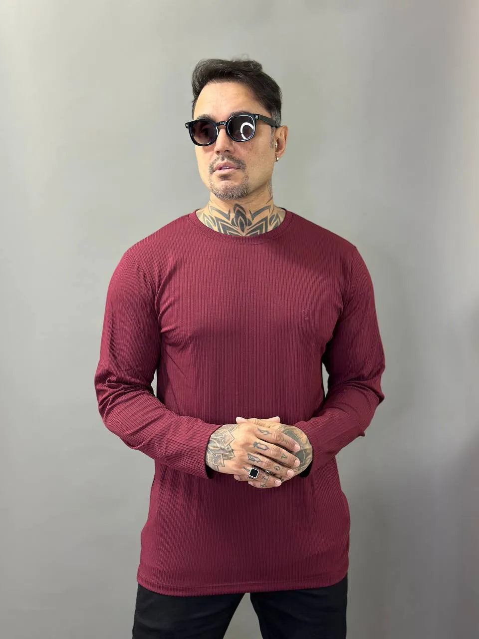 Camisa Canelada Manga Longa Vinho Volk Culture