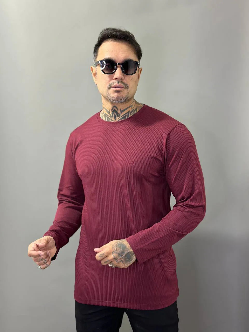 Camisa Canelada Manga Longa Vinho Volk Culture