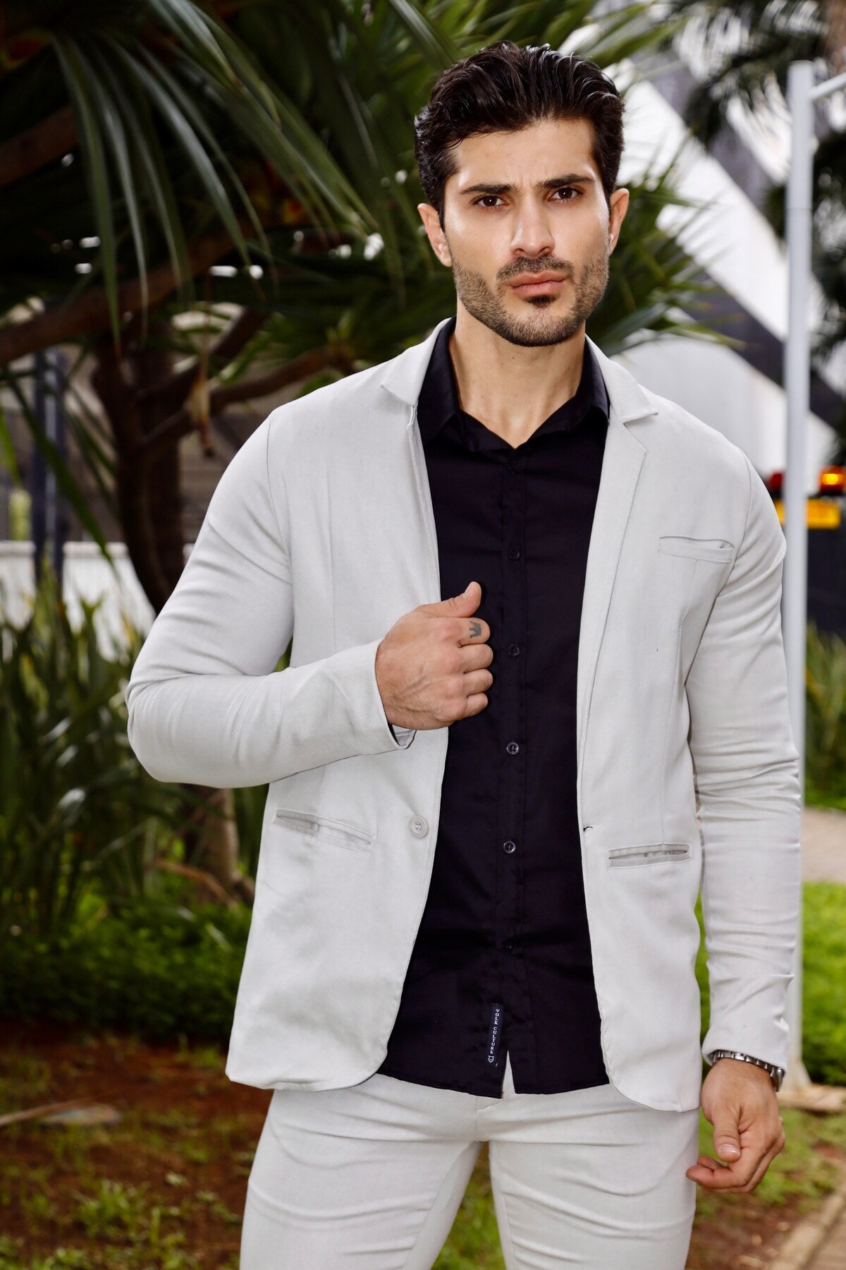 Blazer Sarja Alfaiataria Milano Masculina Bege