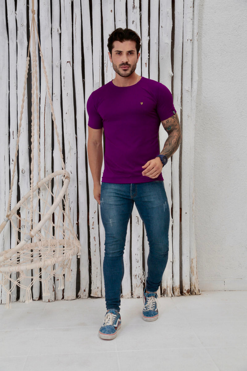 Camiseta Canelada Roxa Logo Metal Volk Culture Supreme