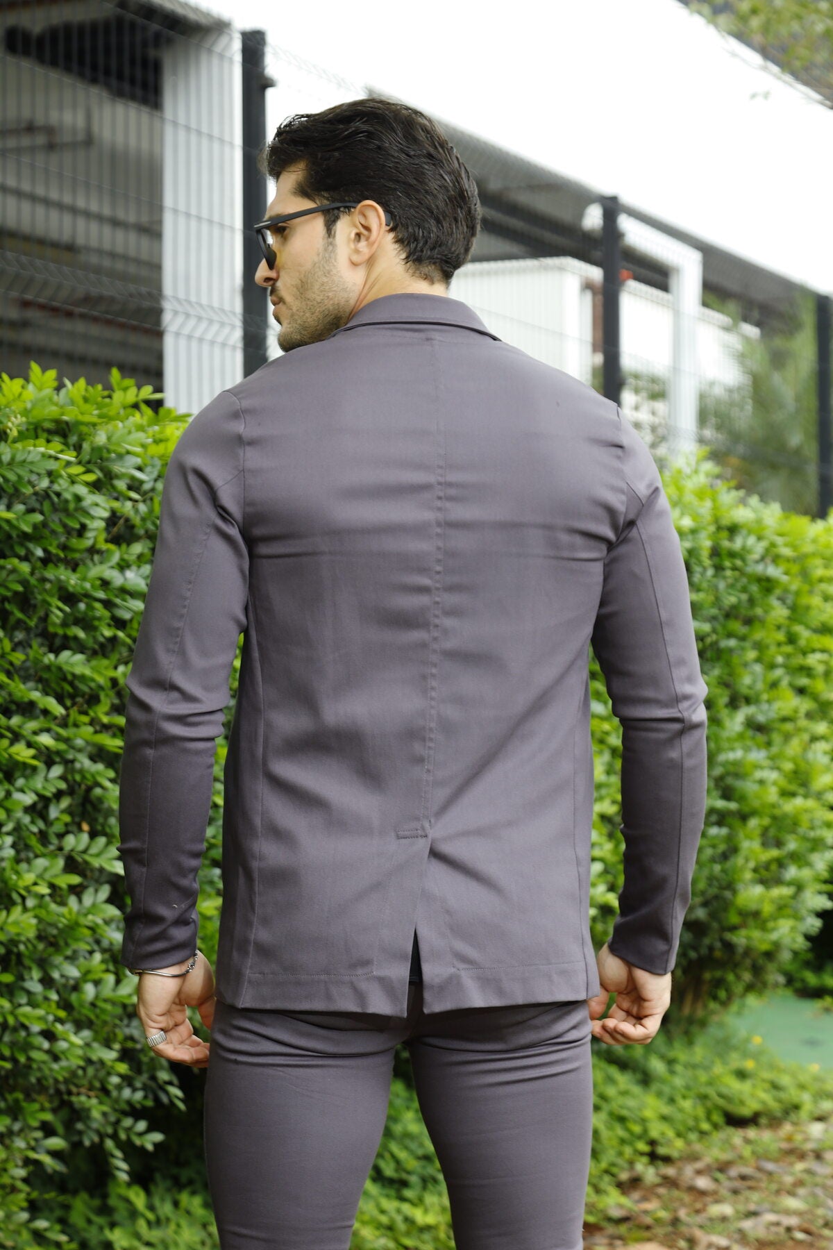 Blazer Sarja Alfaiataria Milano Masculina Cinza