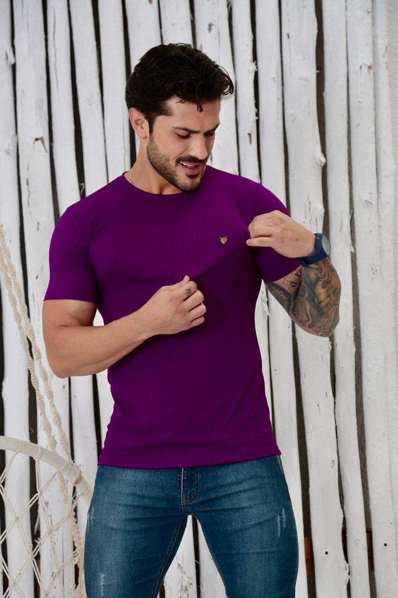 Camiseta Canelada Roxa Logo Metal Volk Culture Supreme