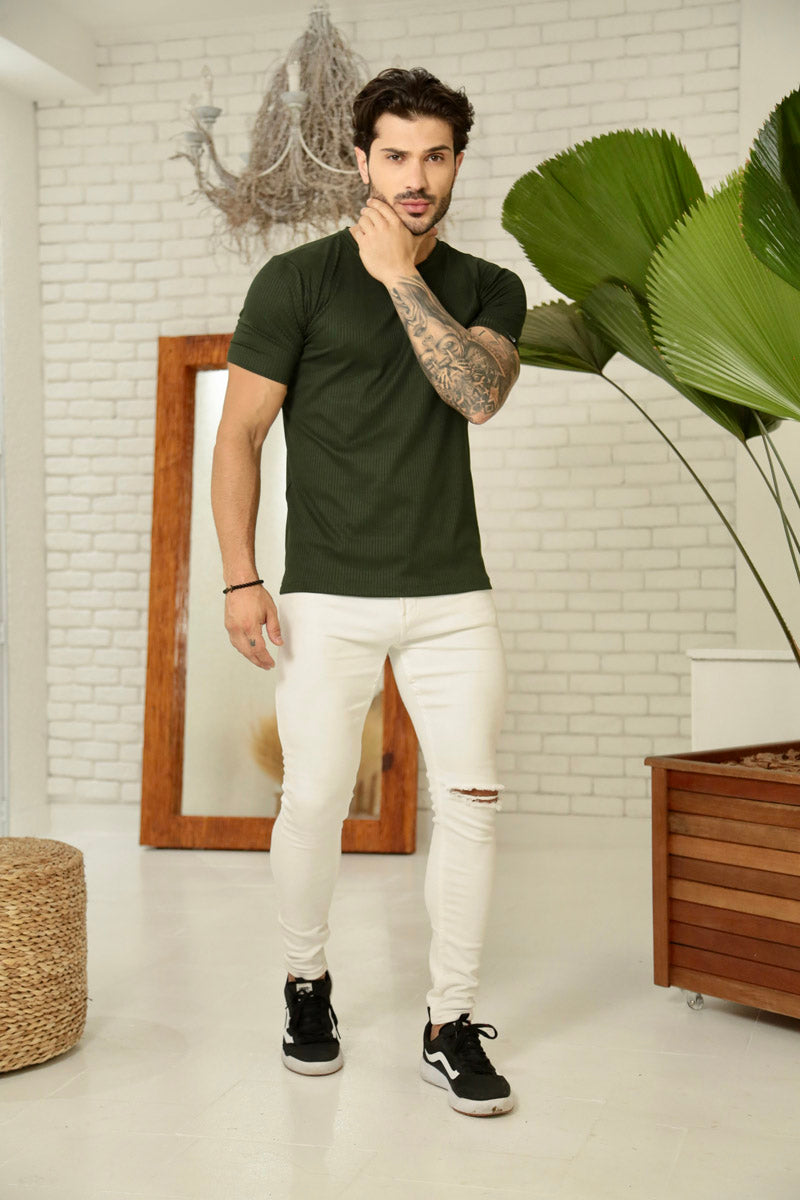 Camiseta Canelada Verde Escuro Logo Metal Volk Culture Supreme