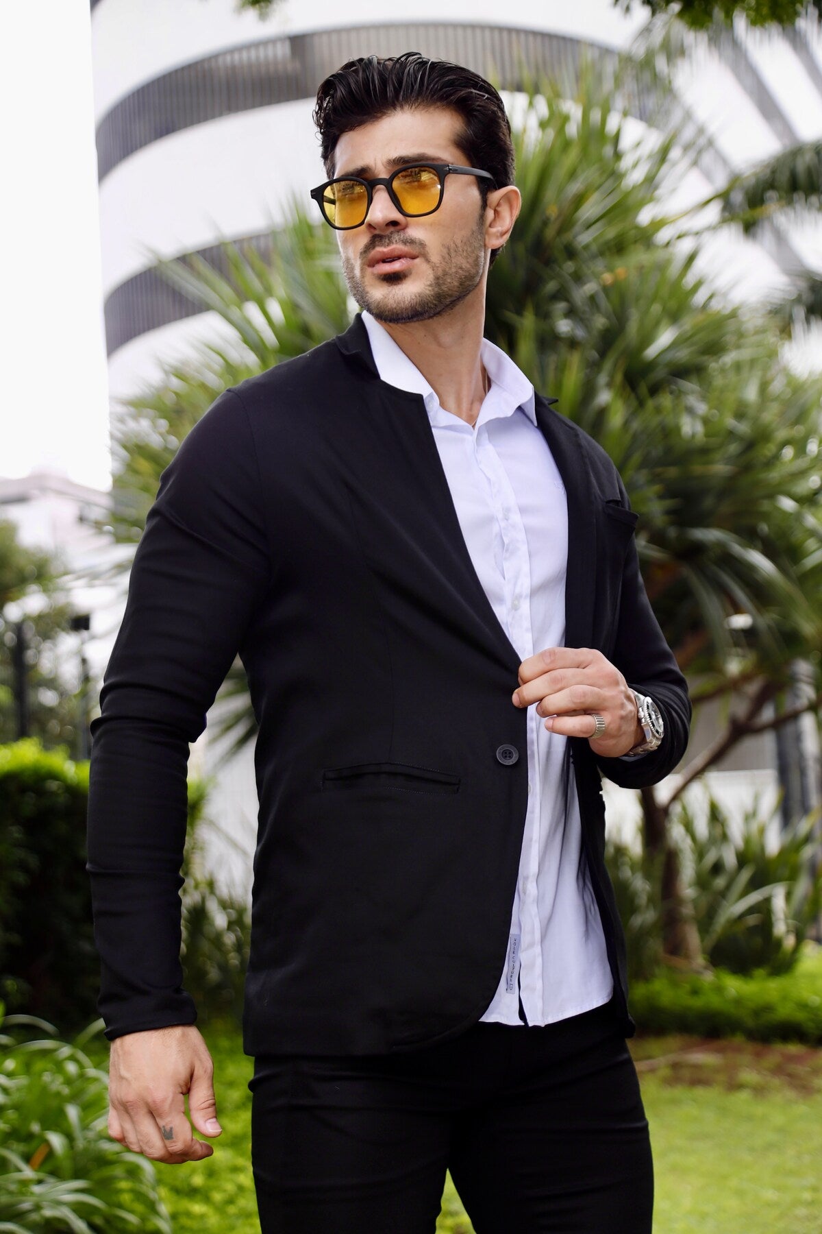 Blazer Sarja Alfaiataria Milano Masculina Preto