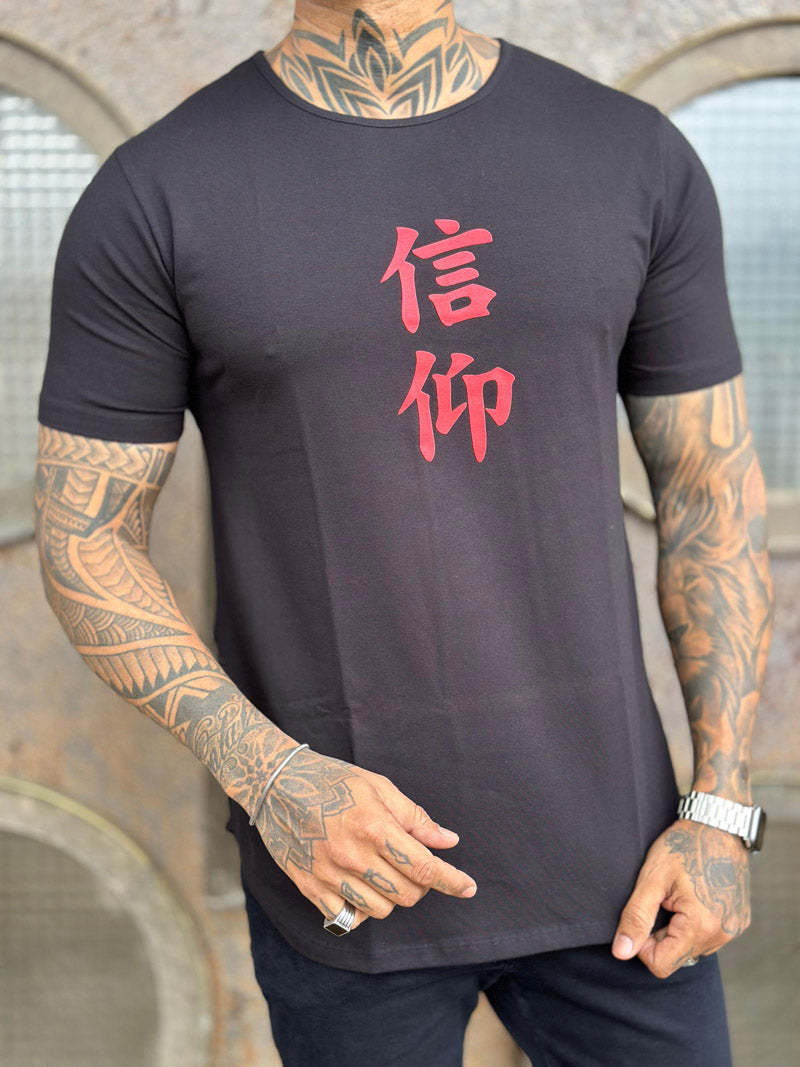 Camiseta Long Line Volk Culture Cotton Tigre Preta