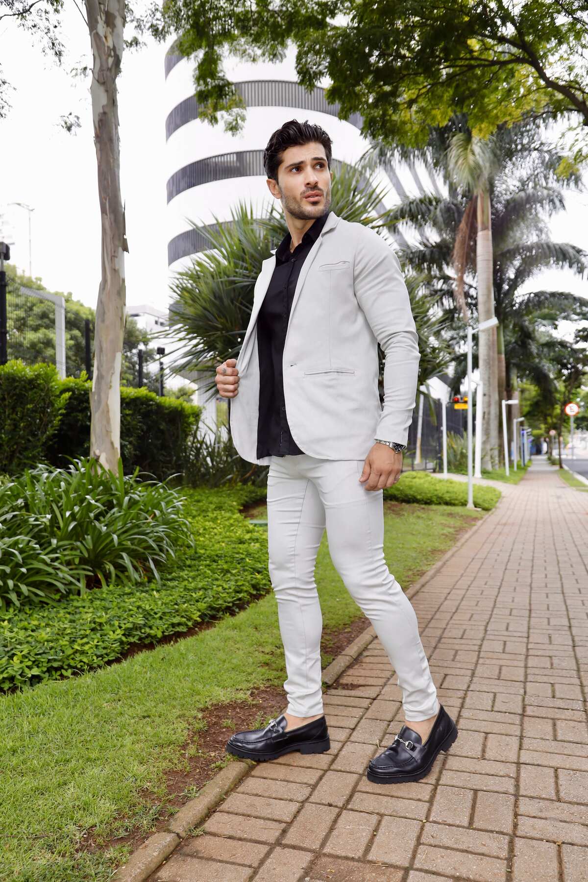 Blazer Sarja Alfaiataria Milano Masculina Bege