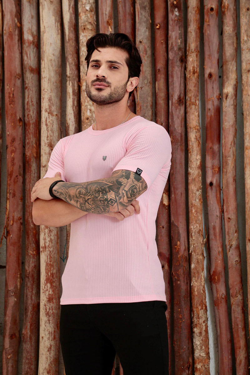 Camiseta Canelada Rosa Logo Metal Volk Culture Supreme