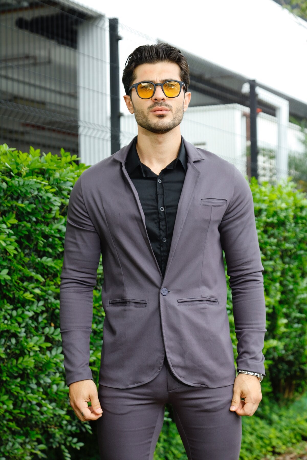 Blazer Sarja Alfaiataria Milano Masculina Cinza