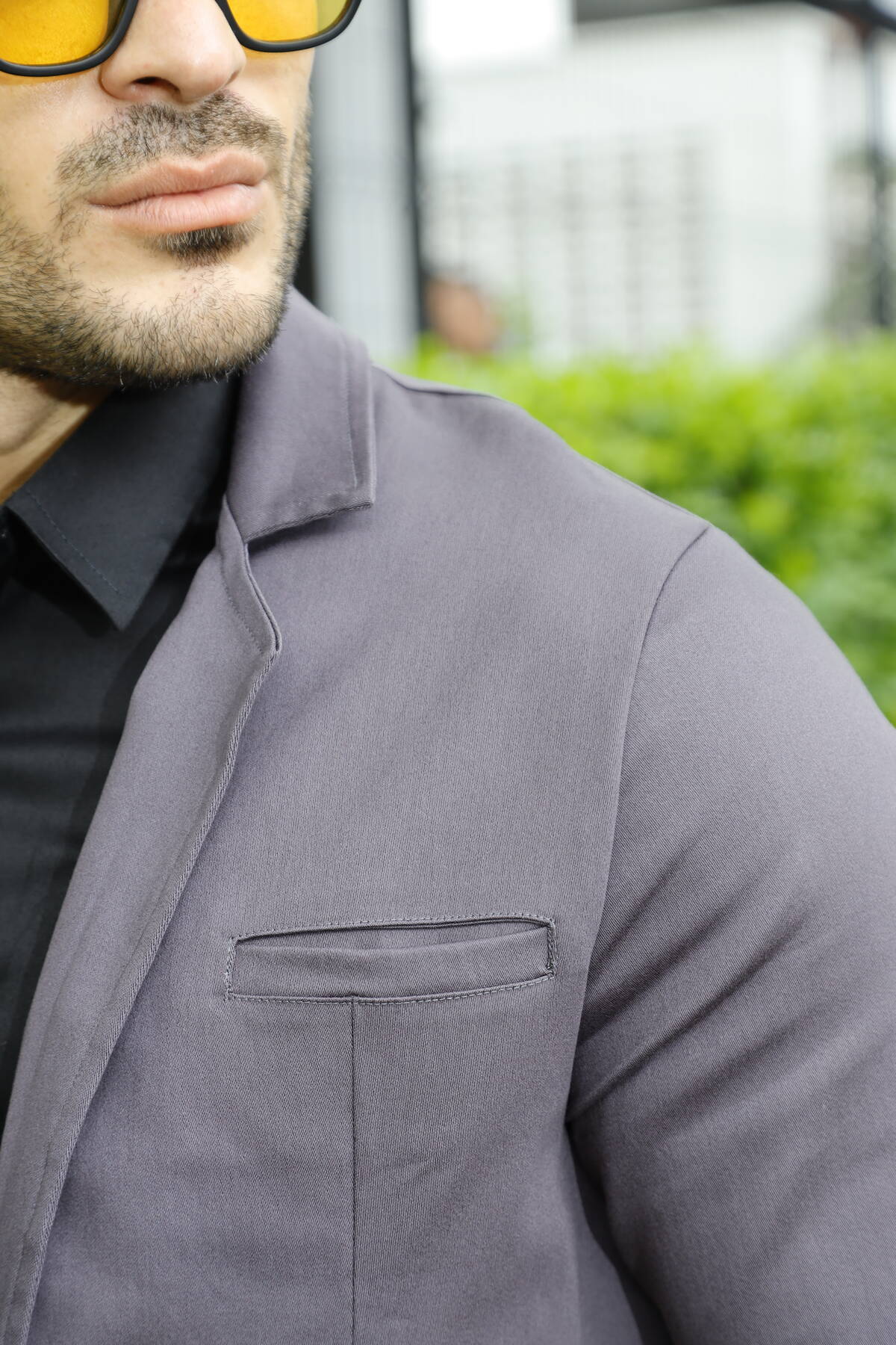 Blazer Sarja Alfaiataria Milano Masculina Cinza