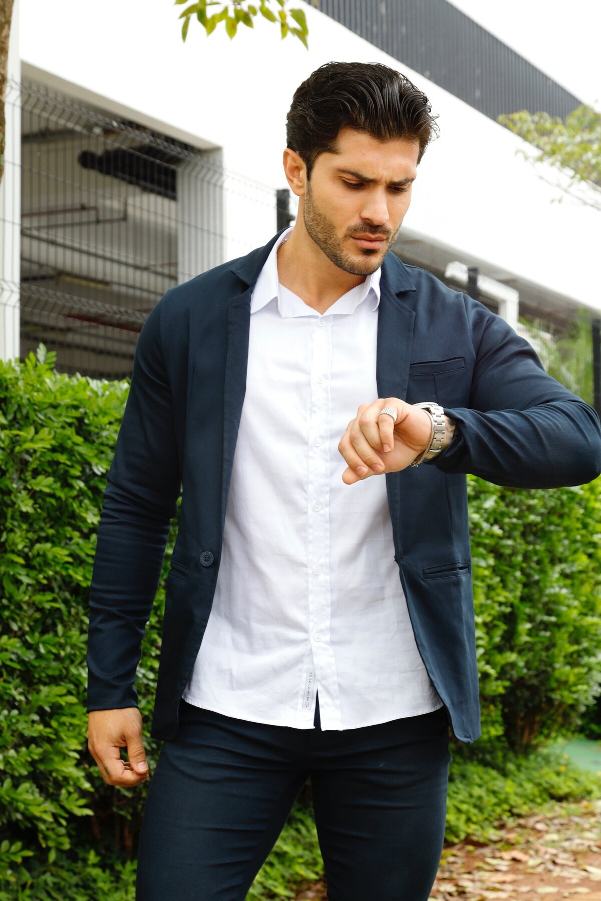 Blazer Sarja Alfaiataria Milano Masculina Azul Marinho