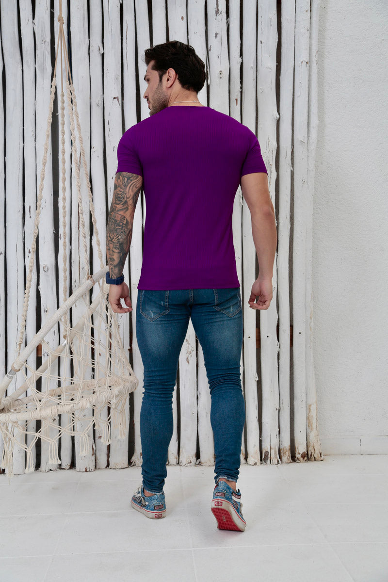 Camiseta Canelada Roxa Logo Metal Volk Culture Supreme