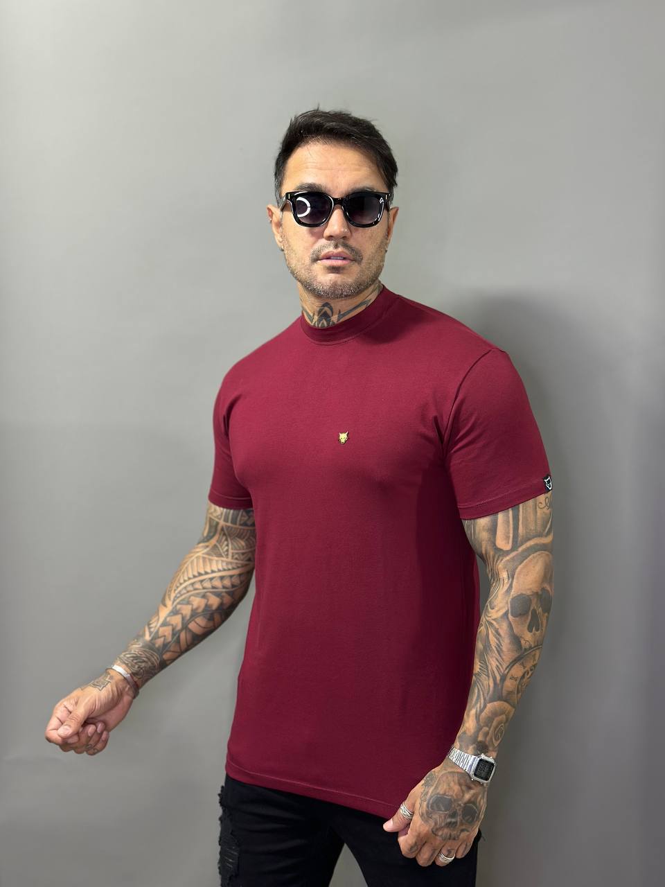 Camiseta Berlim Gola Média Cotton Vinho Volk Culture