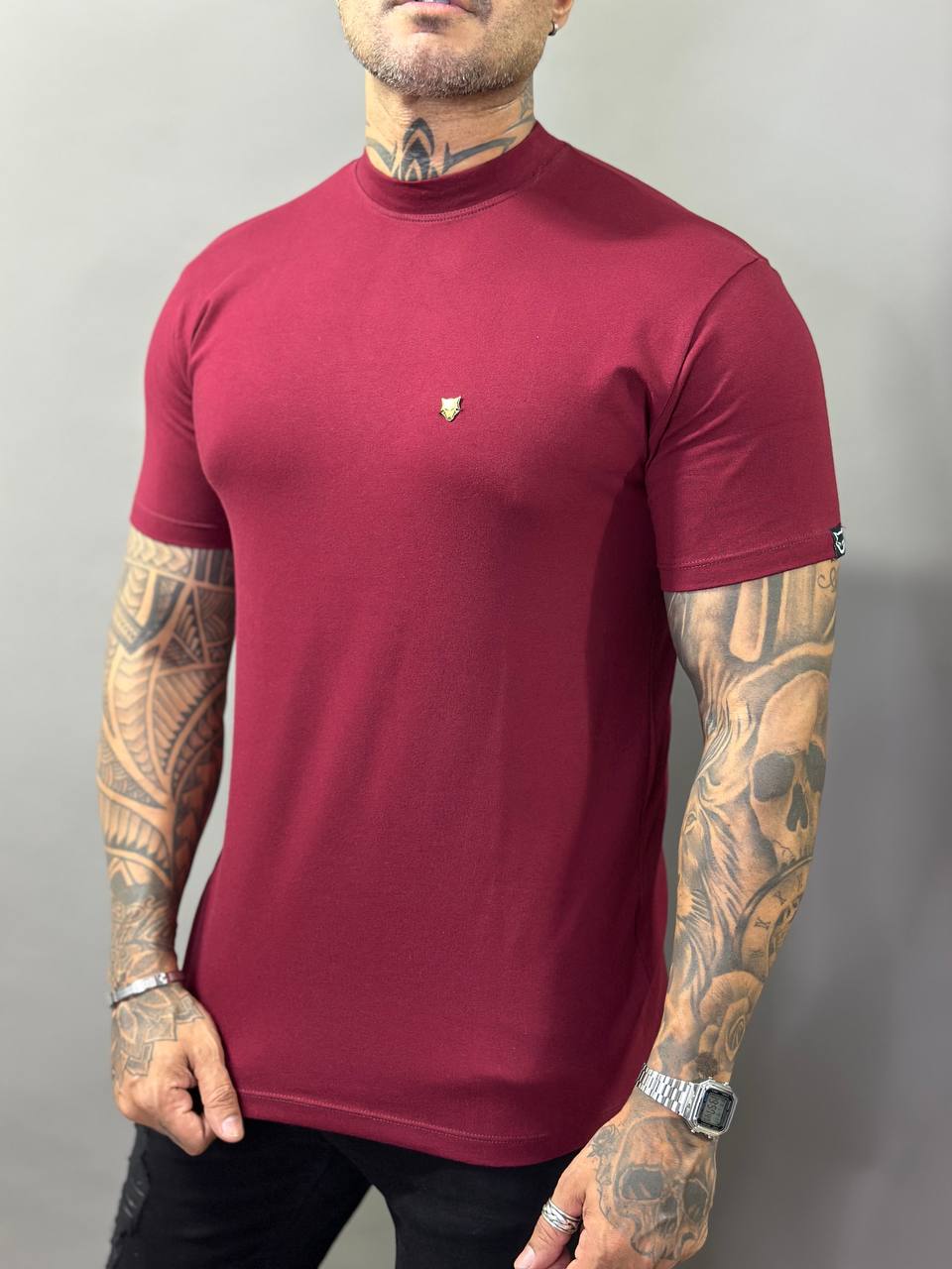 Camiseta Berlim Gola Média Cotton Vinho Volk Culture