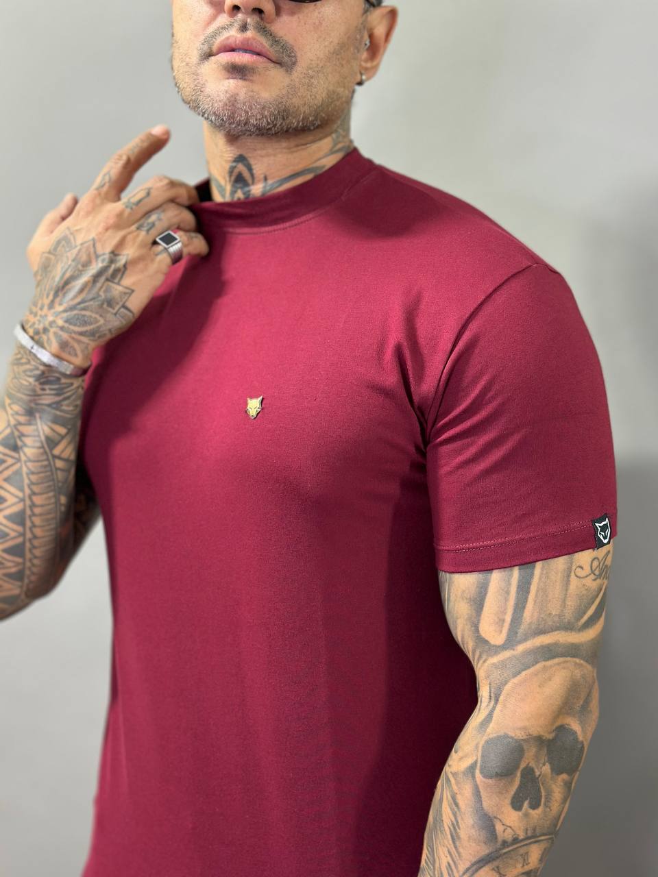 Camiseta Berlim Gola Média Cotton Vinho Volk Culture