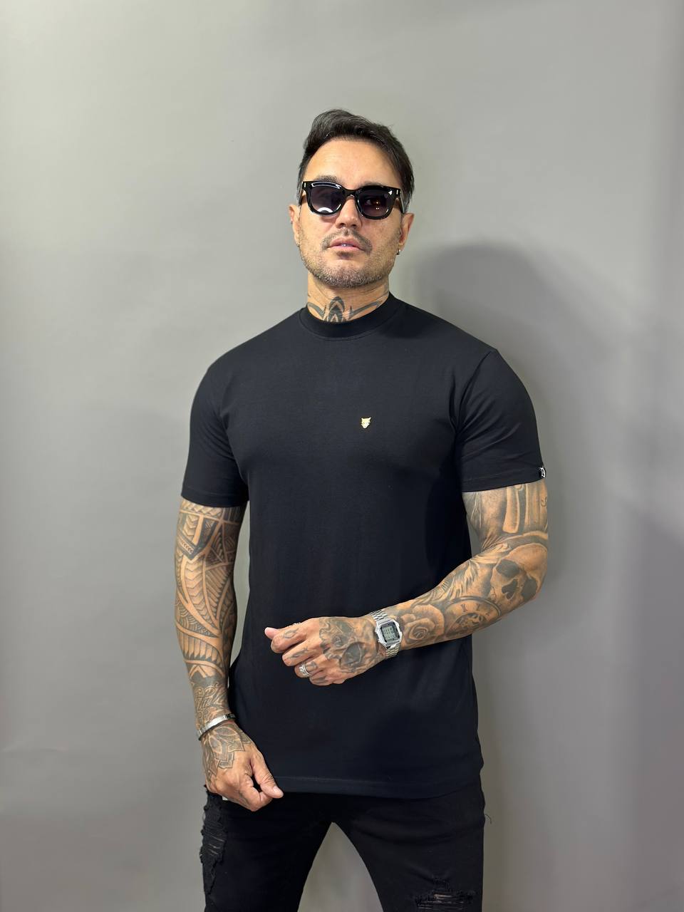 Camiseta Berlim Gola Média Cotton Preta Volk Culture