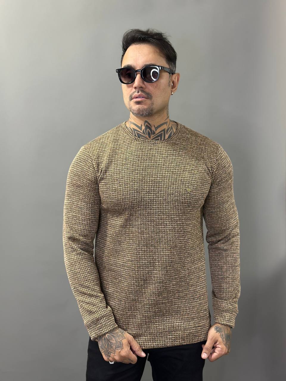 Suéter Roma Trama Texturizada Caramelo