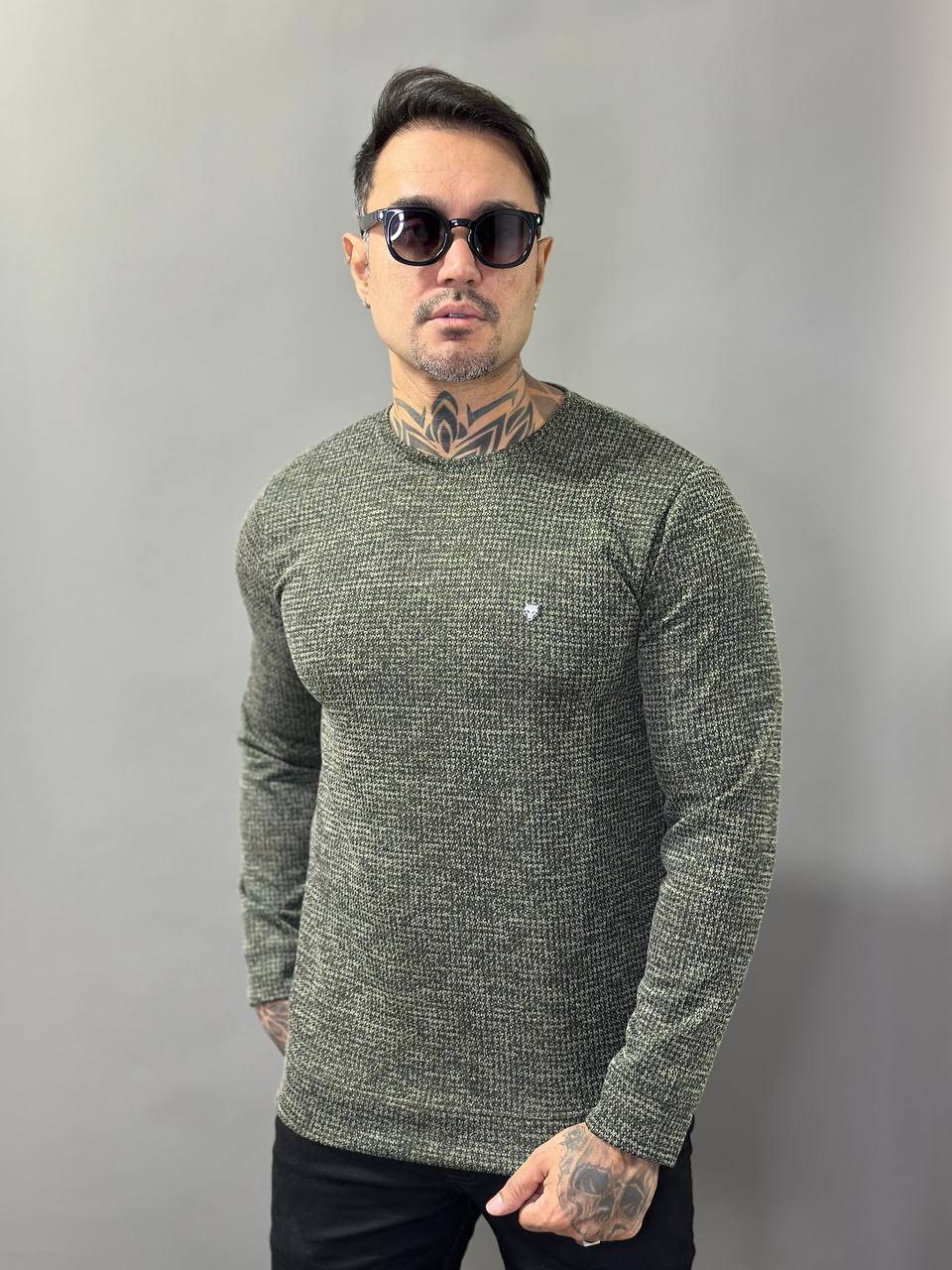 Suéter Roma Verde Musgo Texturizado