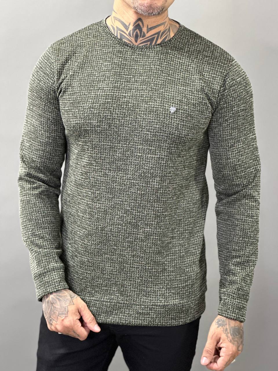 Suéter Roma Verde Musgo Texturizado