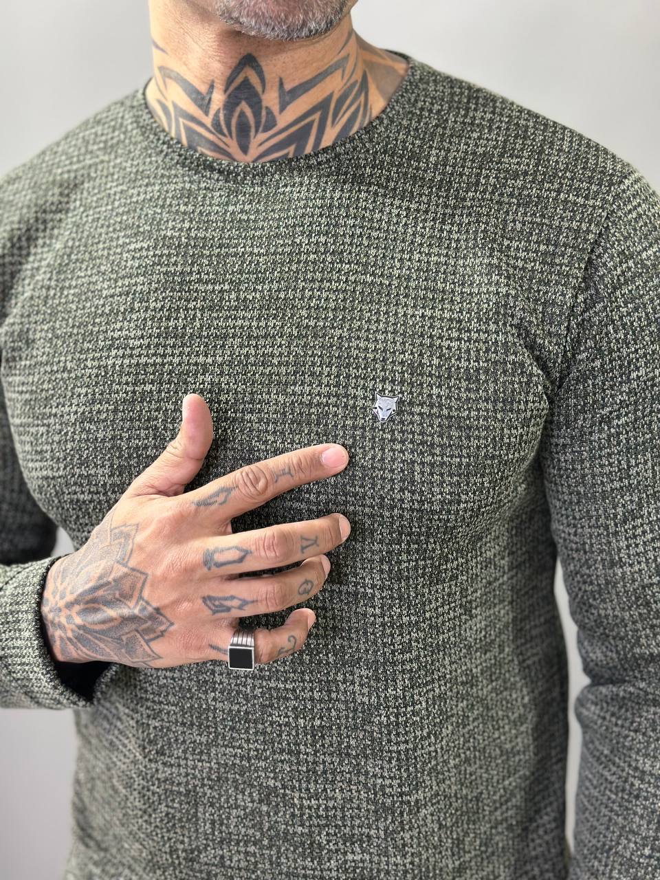 Suéter Roma Verde Musgo Texturizado