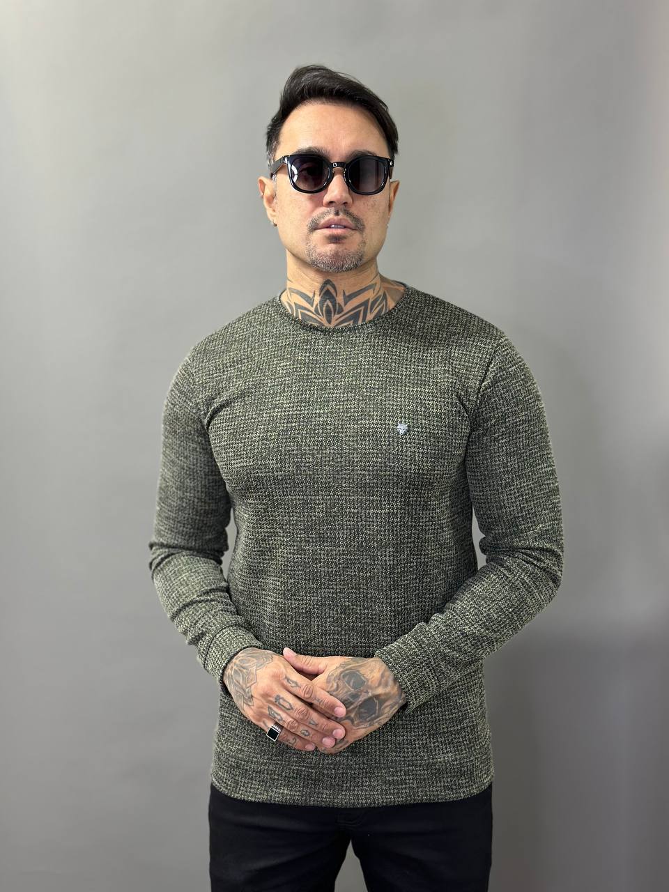 Suéter Roma Verde Musgo Texturizado